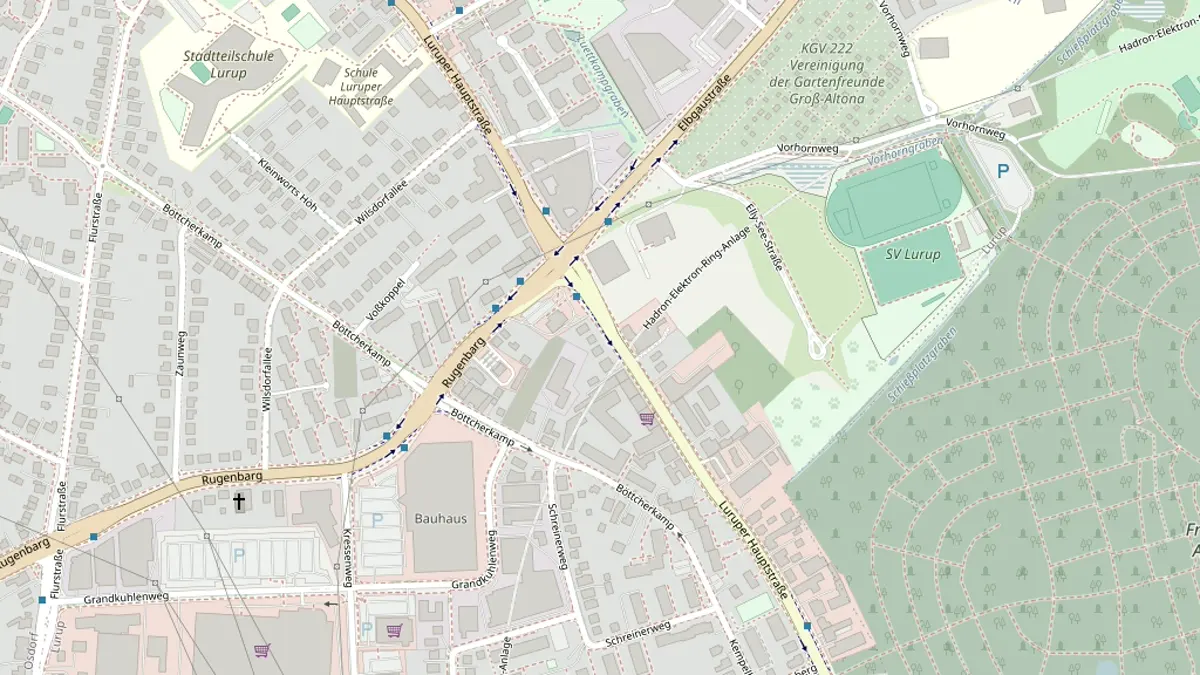 Kartenausschnitt Rugenbarg 277 in Hamburg-Lurup